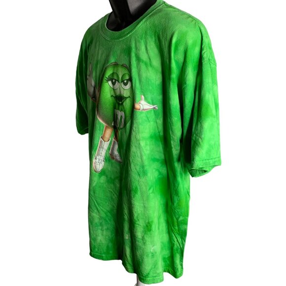 Vintage M&Ms World Crewneck T Shirt 2XL Green Tie Dye Short Sleeve Snack Tee - Picture 4 of 7